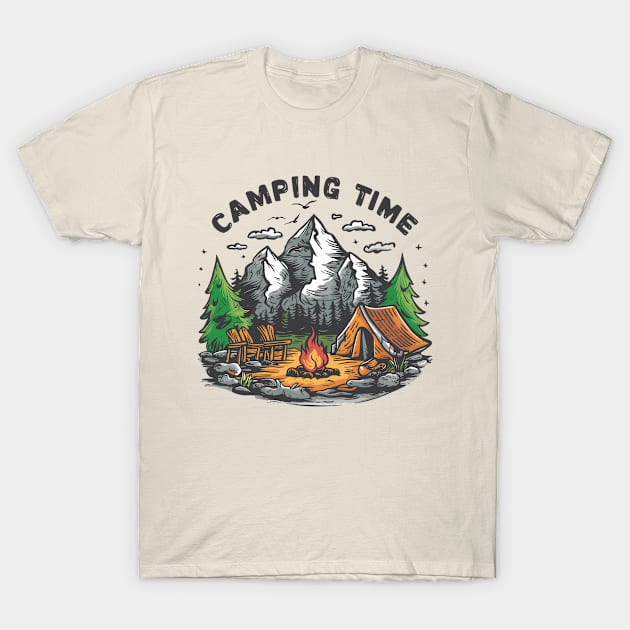 Camping Time Travel Adventure Holidays T-Shirt by Macphisto Shirts